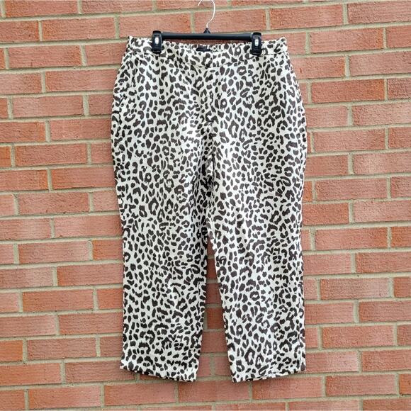 J. Crew Leopard Print Linen Blend Easy Pants size 16 - Picture 2 of 7